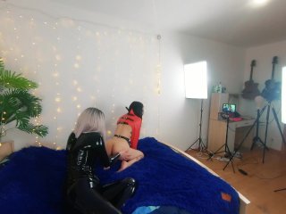 View Backstage of pretty lesbian fetish girls doing sex video. Positive Femdom, sex play, latex leather