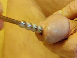 View Insertion of my new extra long urethral plug.