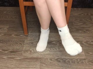 View Student girl after gym show dirty white socks and stinky foot fetish bdsm