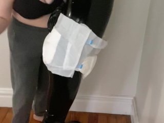 View Spanking My Latex Sub and then Spanking him Again While While wearing a Diaper