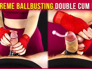 View Extreme ballbusting double cum  femdom handjob  era