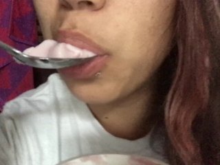 View ASMR sensual yogurt eating sounds with my dick sucking lips